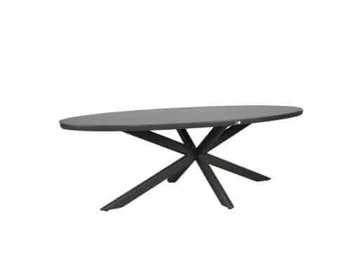 Qopps Vidas ovaal tuintafel 240 x 115 mat royal grey met sintered stone blad
