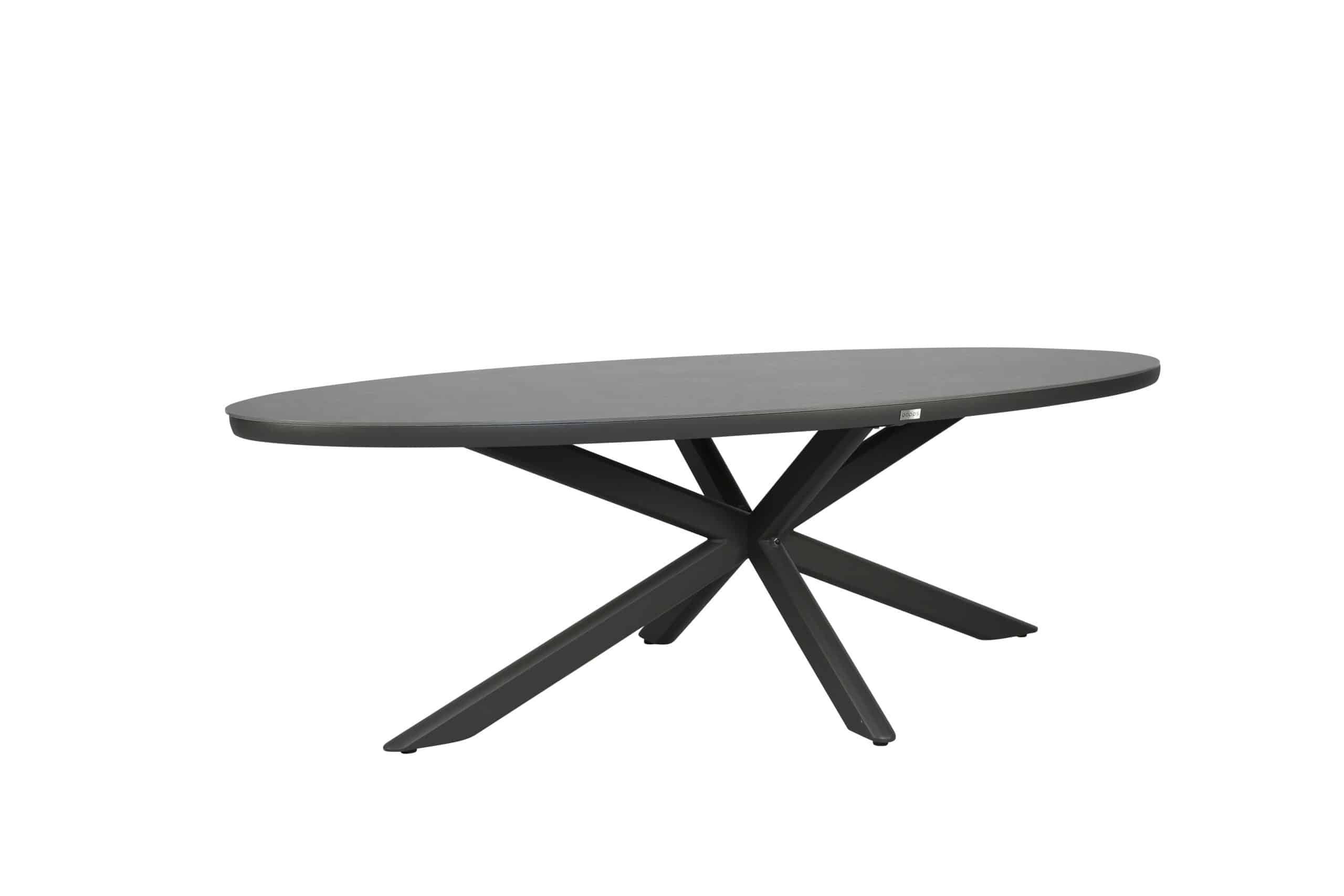 qopps vidas ovaal tuintafel 240 x 115 mat royal grey met sintered stone blad