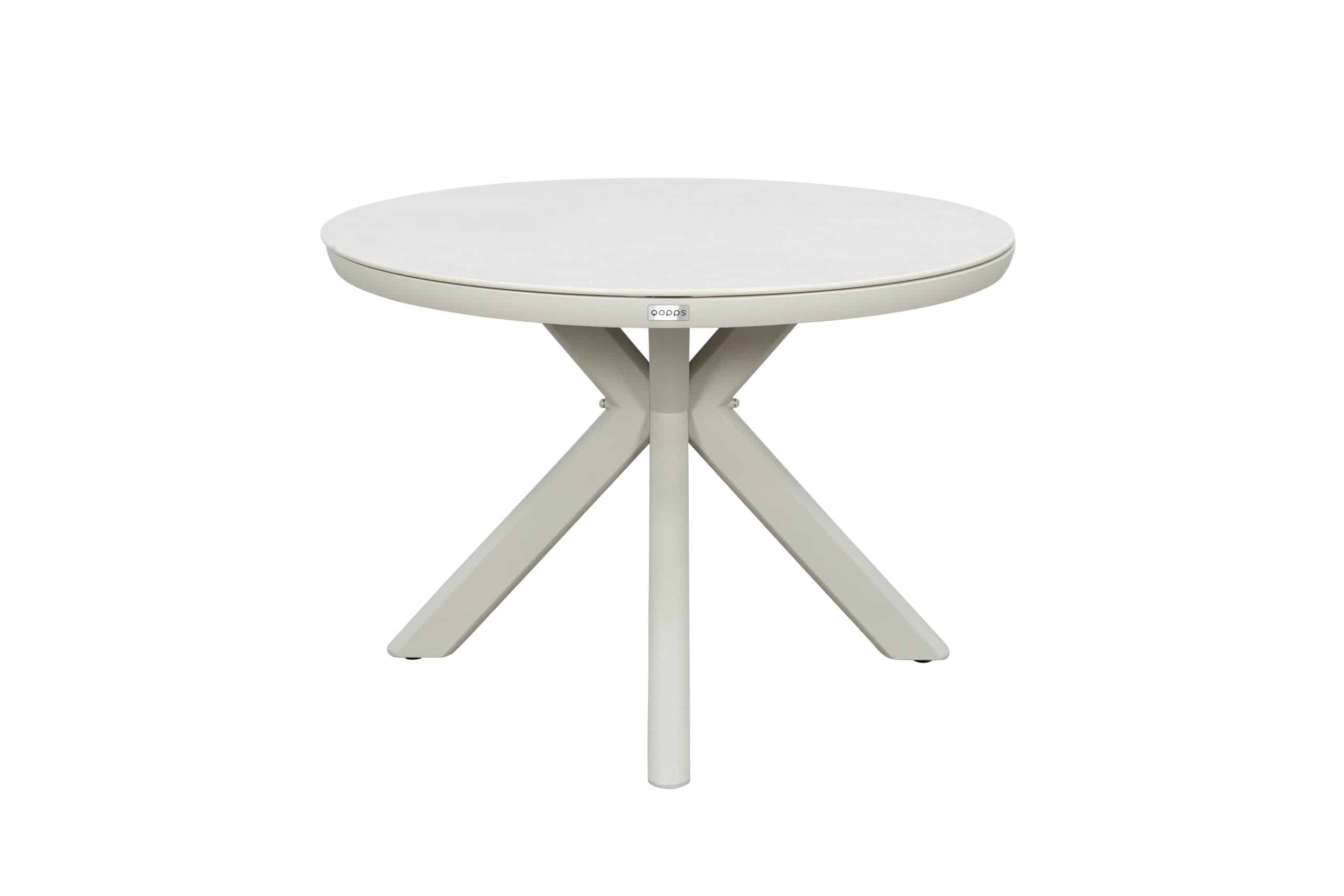 qopps ziggy tuintafel 105 cm rond frame latte light blad sintered stone beige
