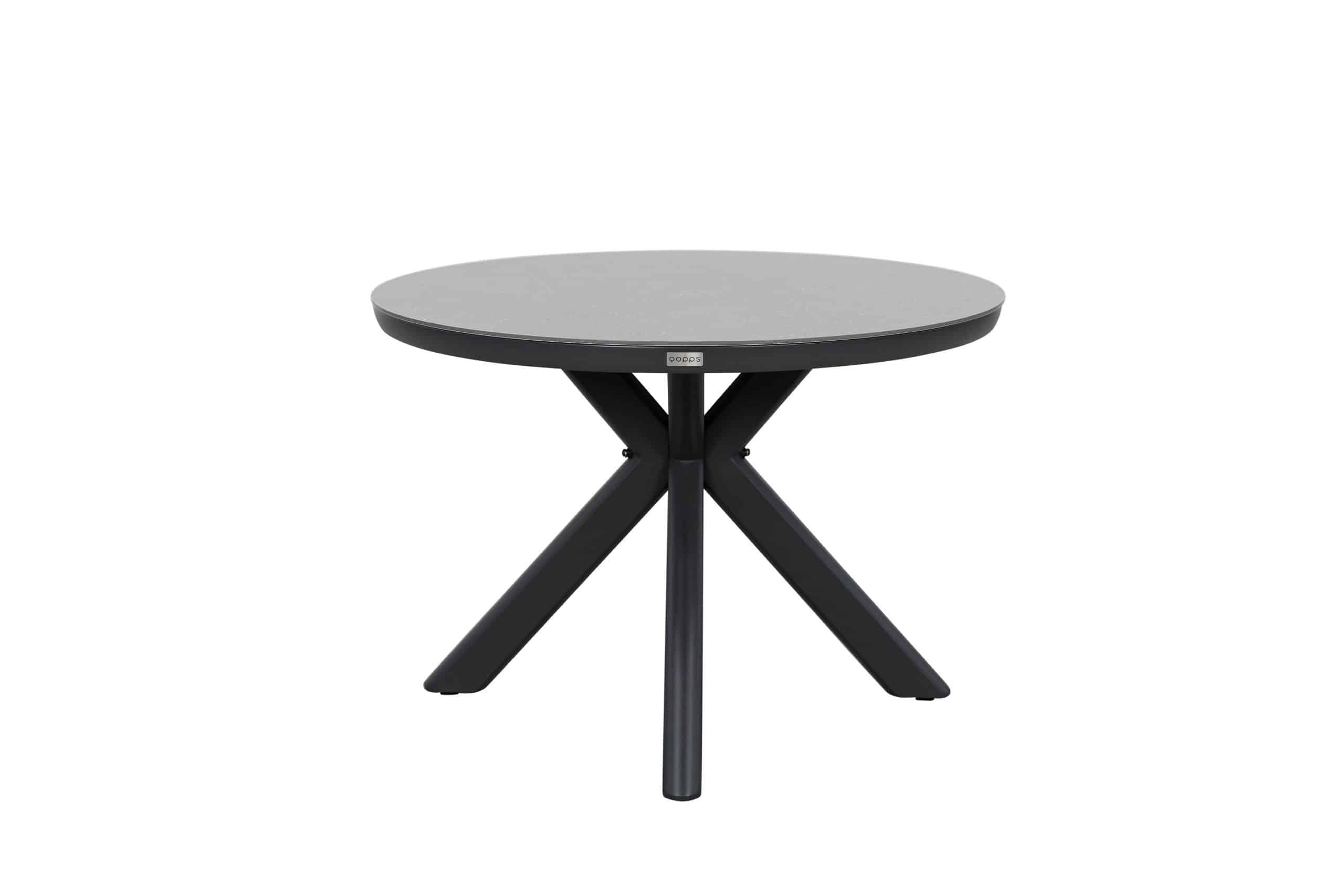 qopps ziggy tuintafel 105 cm rond royal grey frame sintered stone blad antraciet