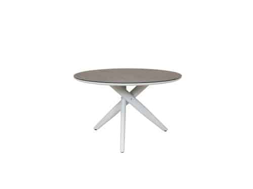 Qopps Zinza Tuintafel 120 cm rond mat white frame porselein top