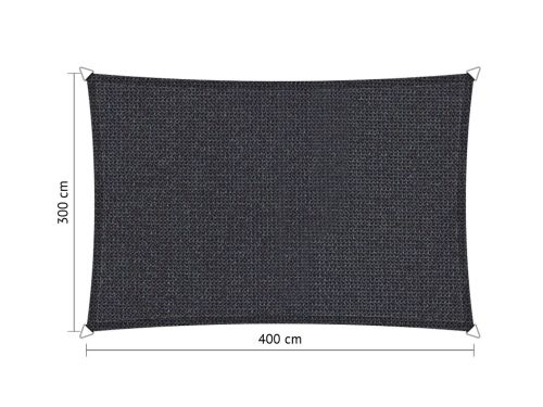 Rechthoek schaduwdoek 3,00x4,00 m Carbon black Shadow Comfort - Shadow comfort