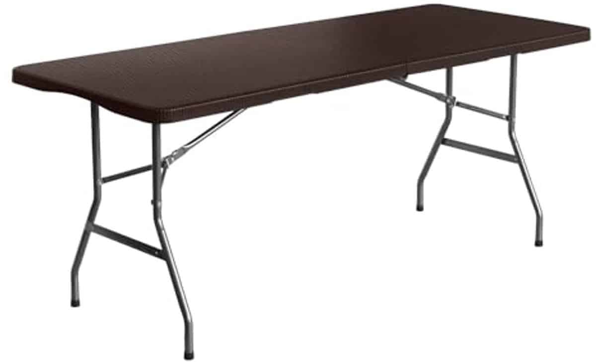 rechthoekige klaptafel 180 cm draagbare tafel met rotaneffect voor