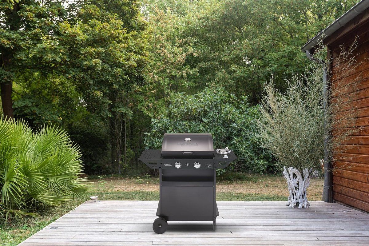 rockyflame 2+1 lavasteen gas bbq grillwagen met zijbrander