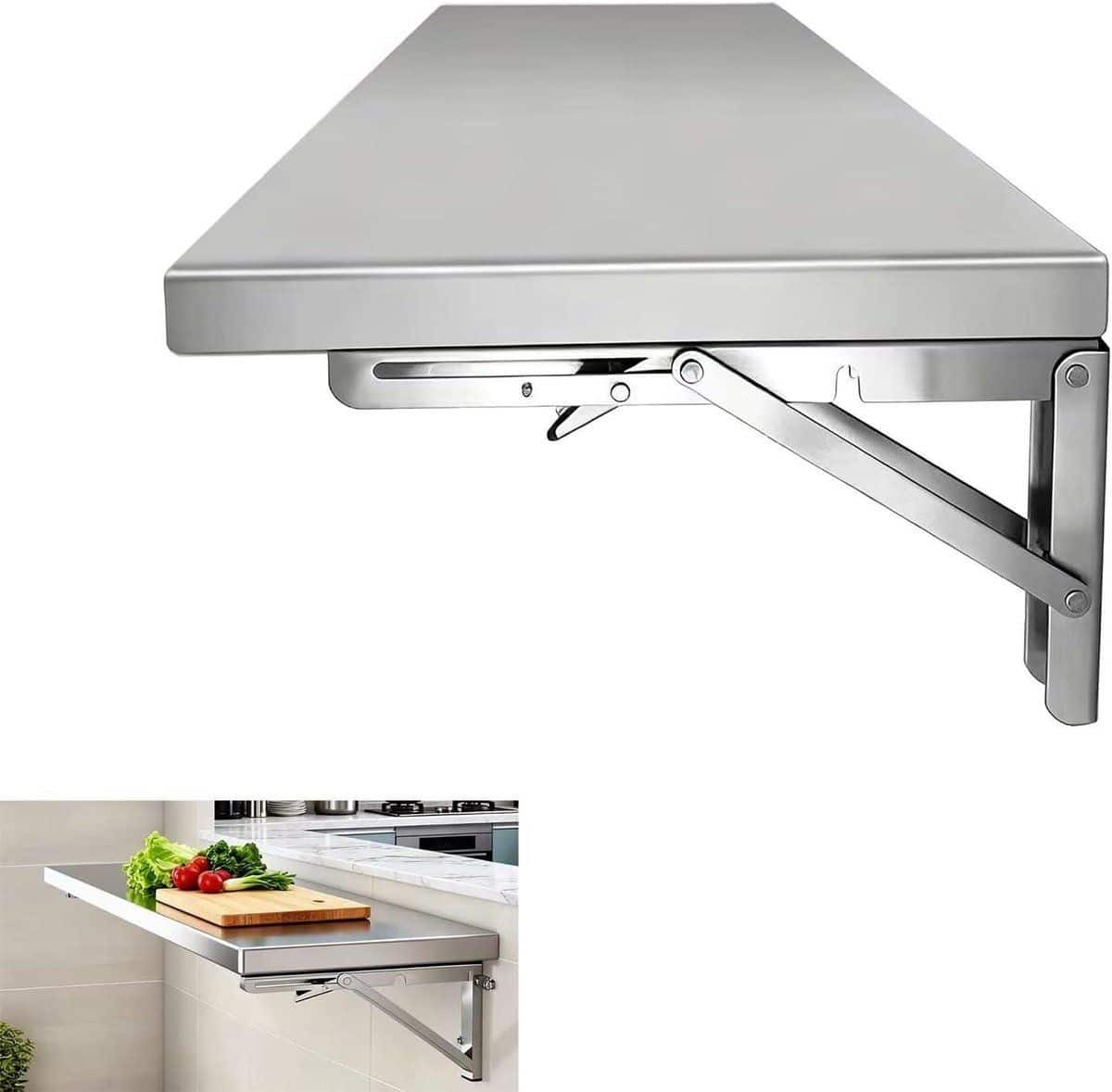 roestvrijstalen klaptafel wandmontage tafel ruimte besparen krasbestendig