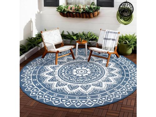 Rond buitenkleed voor het terras, 240 cm, omkeerbaar