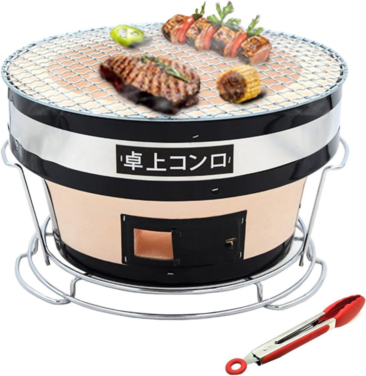 ronde houtskool grill tafel bbq buiten koken