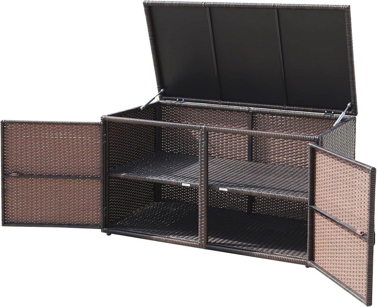 rotan opbergbox met dubbele deuren en deksel duurzame tuinkast