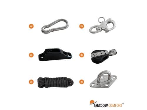 Schaduwdoek bevestigingsset vierkant katrol Shadow Comfort - Shadow comfort