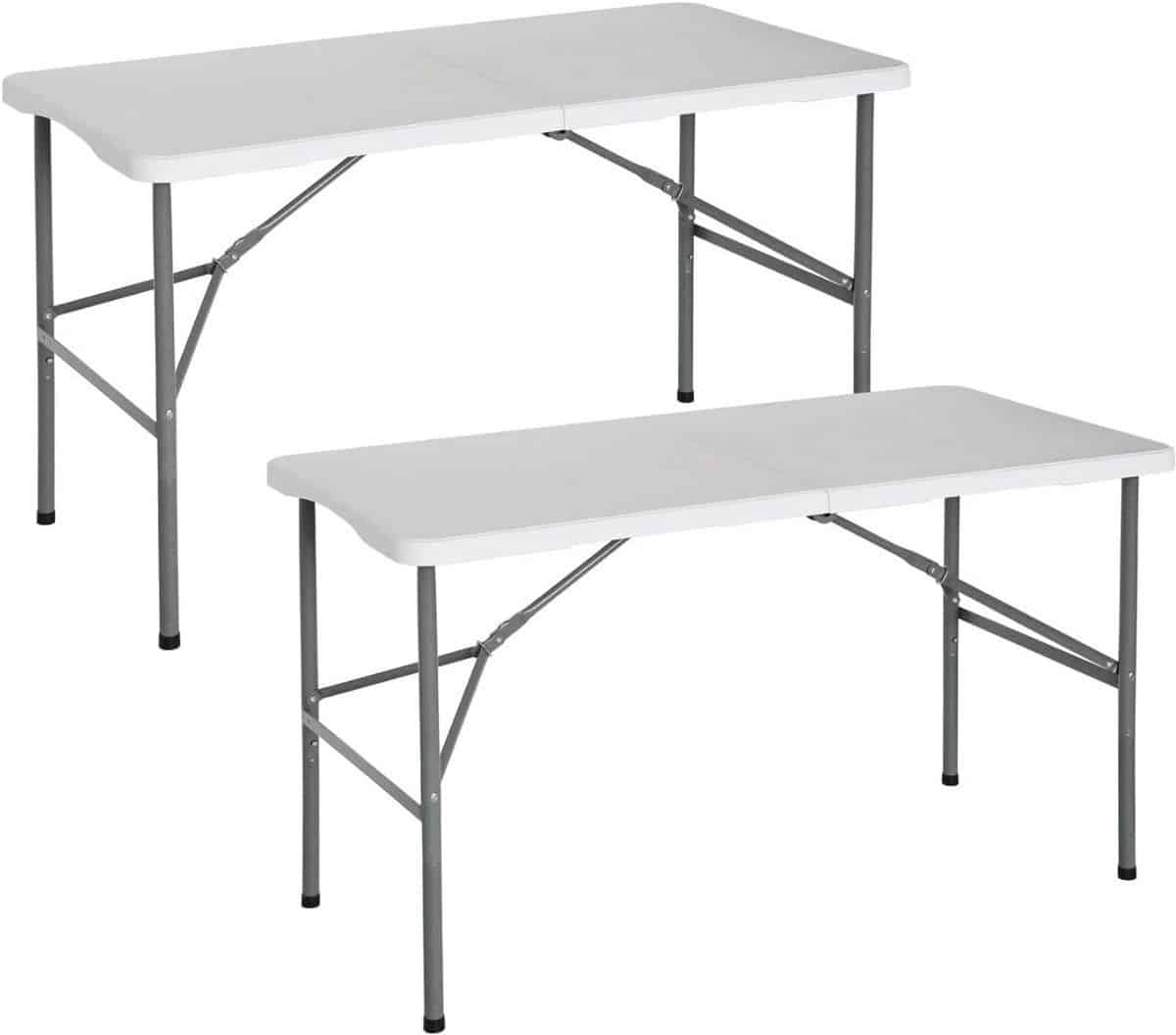 set van 2 draagbare klaptafels 122 cm wit