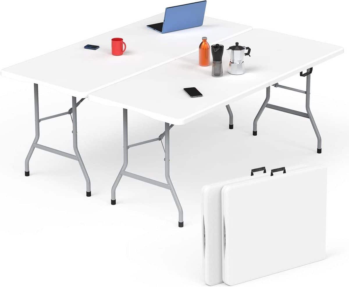 set van 2 opvouwbare tafels 180cm draagbare klaptafel voor