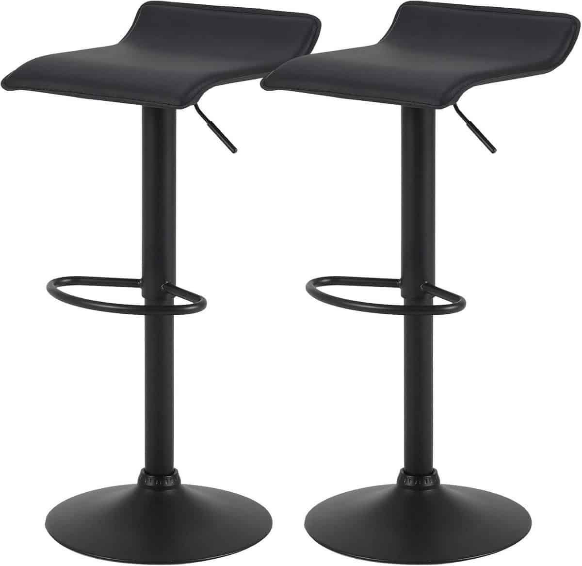 set van 2 zwarte barstoelen verstelbaar in hoogte