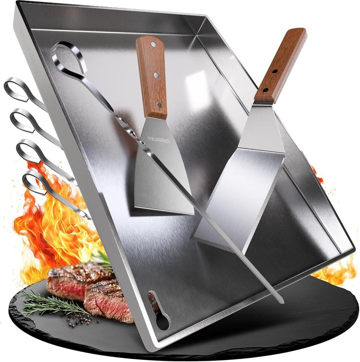 snelshoppen plancha grill plate 40×30 cm van rvs