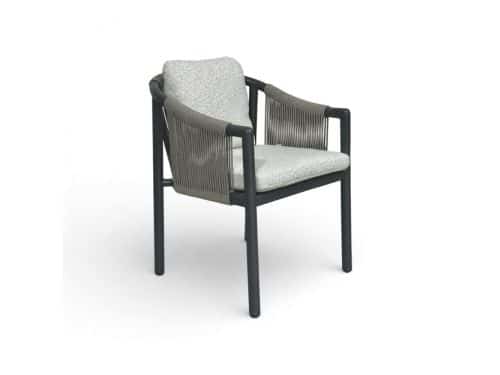 Sora dining tuinstoel | touw + aluminium | antraciet