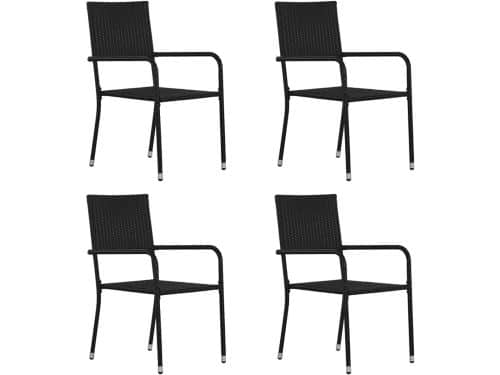Stapelbare Tuinstoelen - 4 Stuks Poly Rattan Zwart voor Buiten