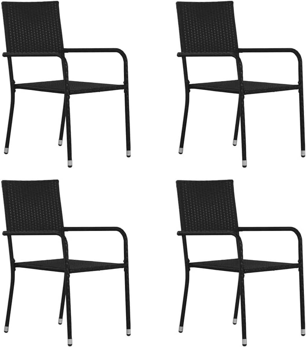 stapelbare tuinstoelen 4 stuks poly rattan zwart voor buiten