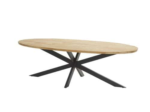 Taste Prado ovaal tuintafel 240 x 115 naturel teak antraciet frame