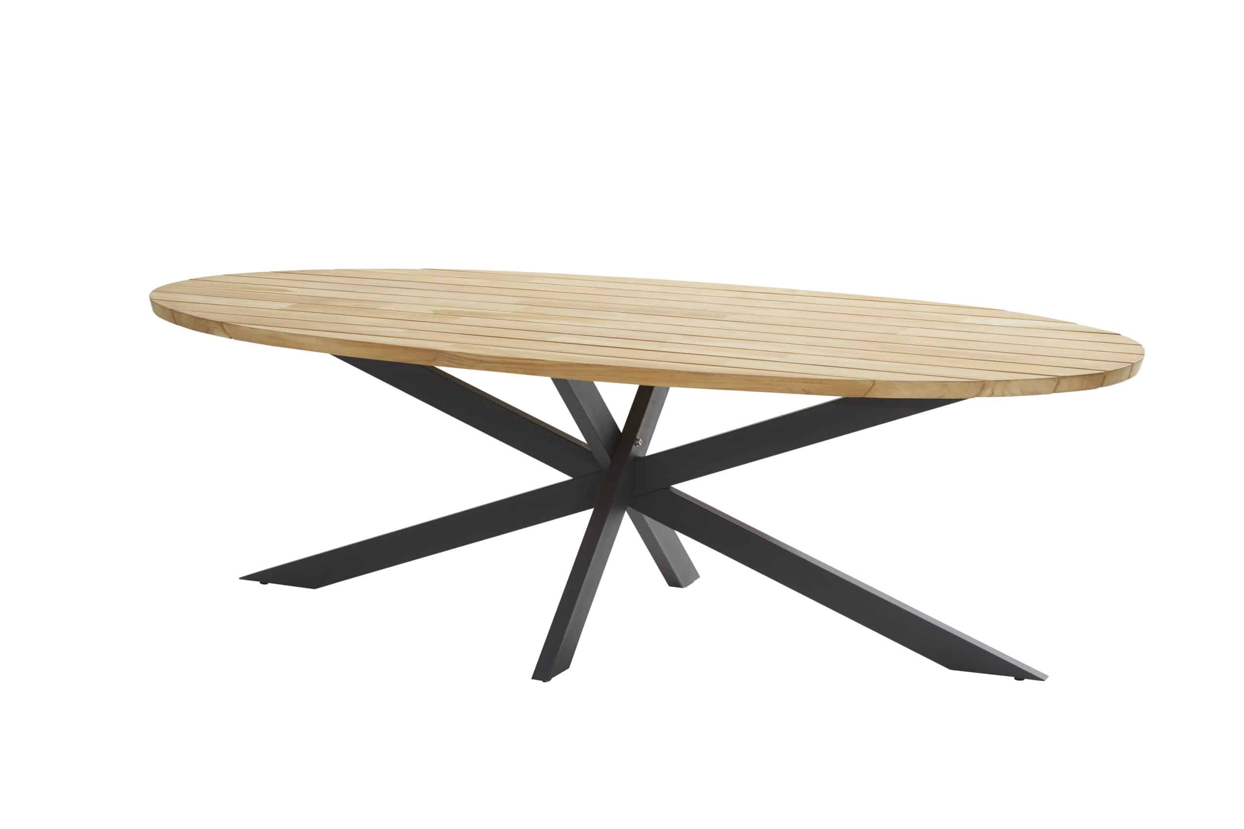 taste prado ovaal tuintafel 240 x 115 naturel teak antraciet frame