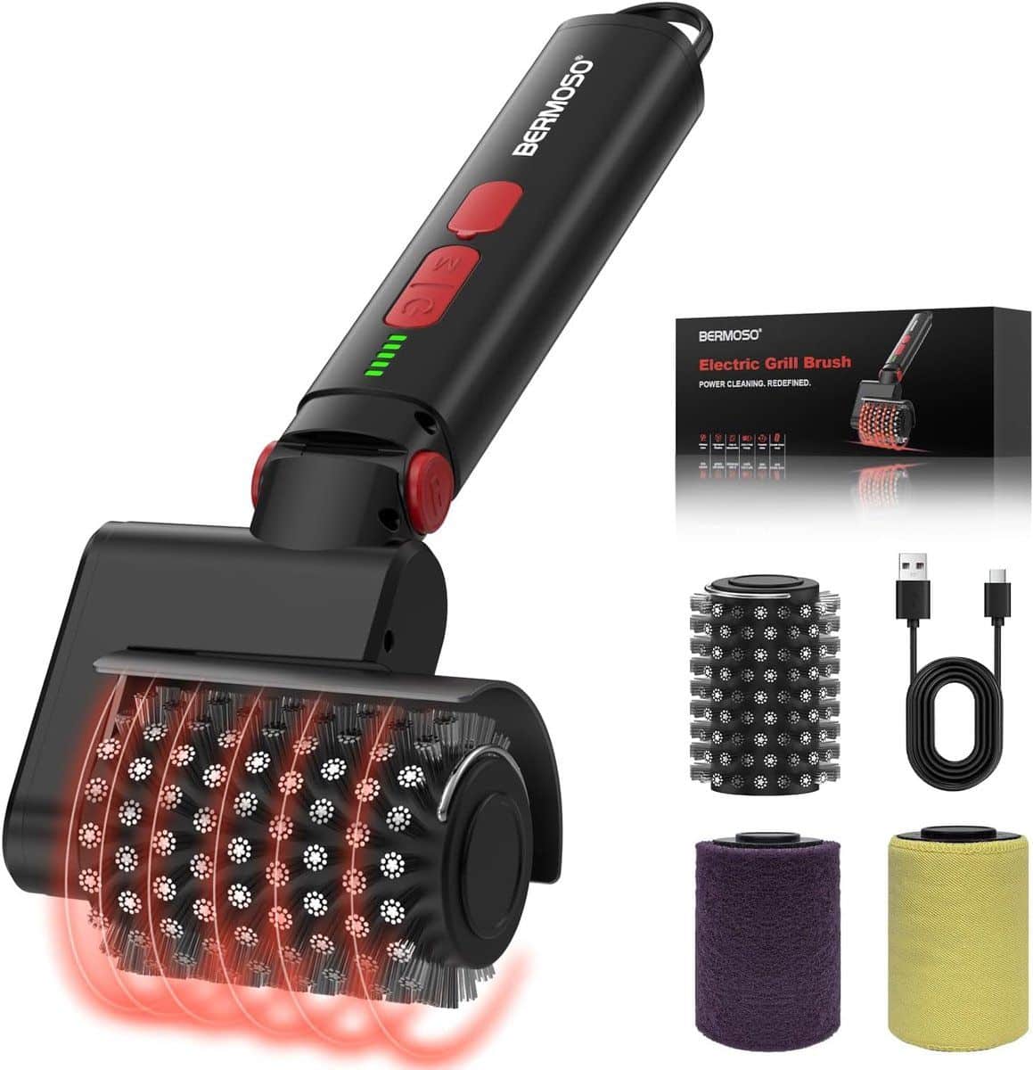 thijox elektrische grillborstel oplaadbare usb bbq reiniger met 3 standen