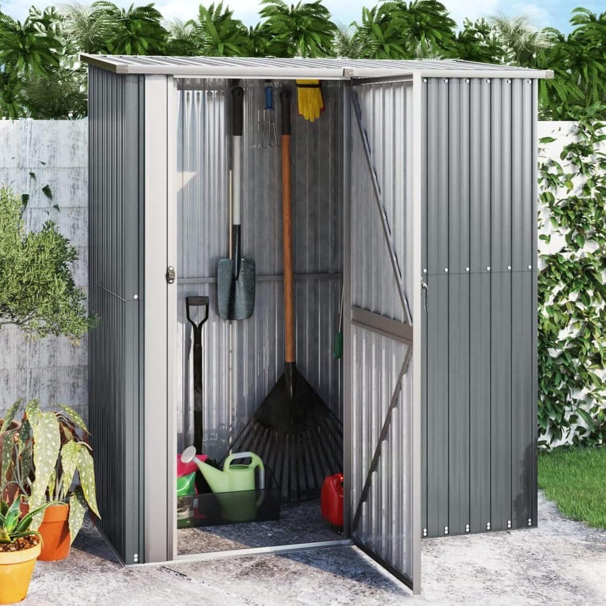 tuin gereedschapsschuur opbergbox buiten fietsen opbergen hellend