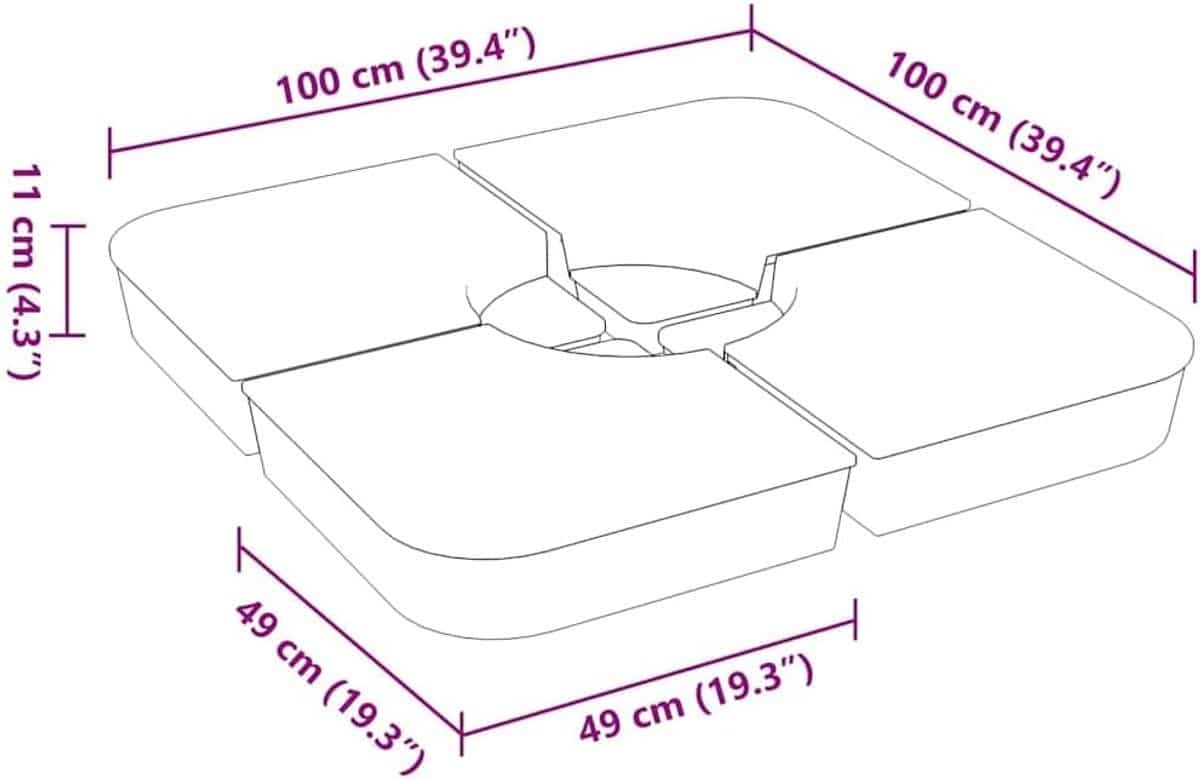 vidaxl 4 delige set parasolvoeten voor kruisvoet parasol 100 kg pp