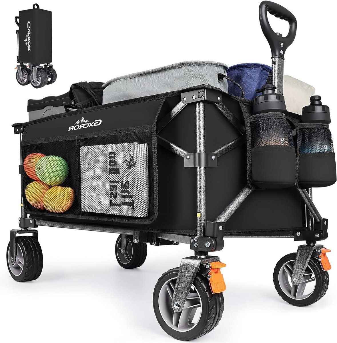 vouwbare tuinwagen 140l stevige trolley met afneembare wielen voor