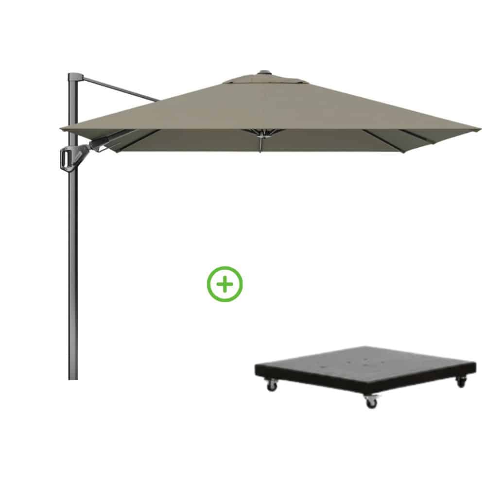 voyager t² zweefparasol | 270x270cm met monza parasolvoet 90kg | taupe