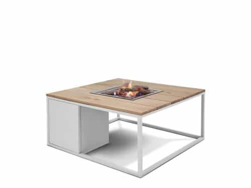 Vuurtafel Loft 100 x 100 cm white frame teak top Cosi - Cosi