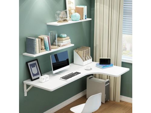 Wandbureau Klaptafel - Hoekbureau Vouwbaar - Ruimte Besparen - L-vorm