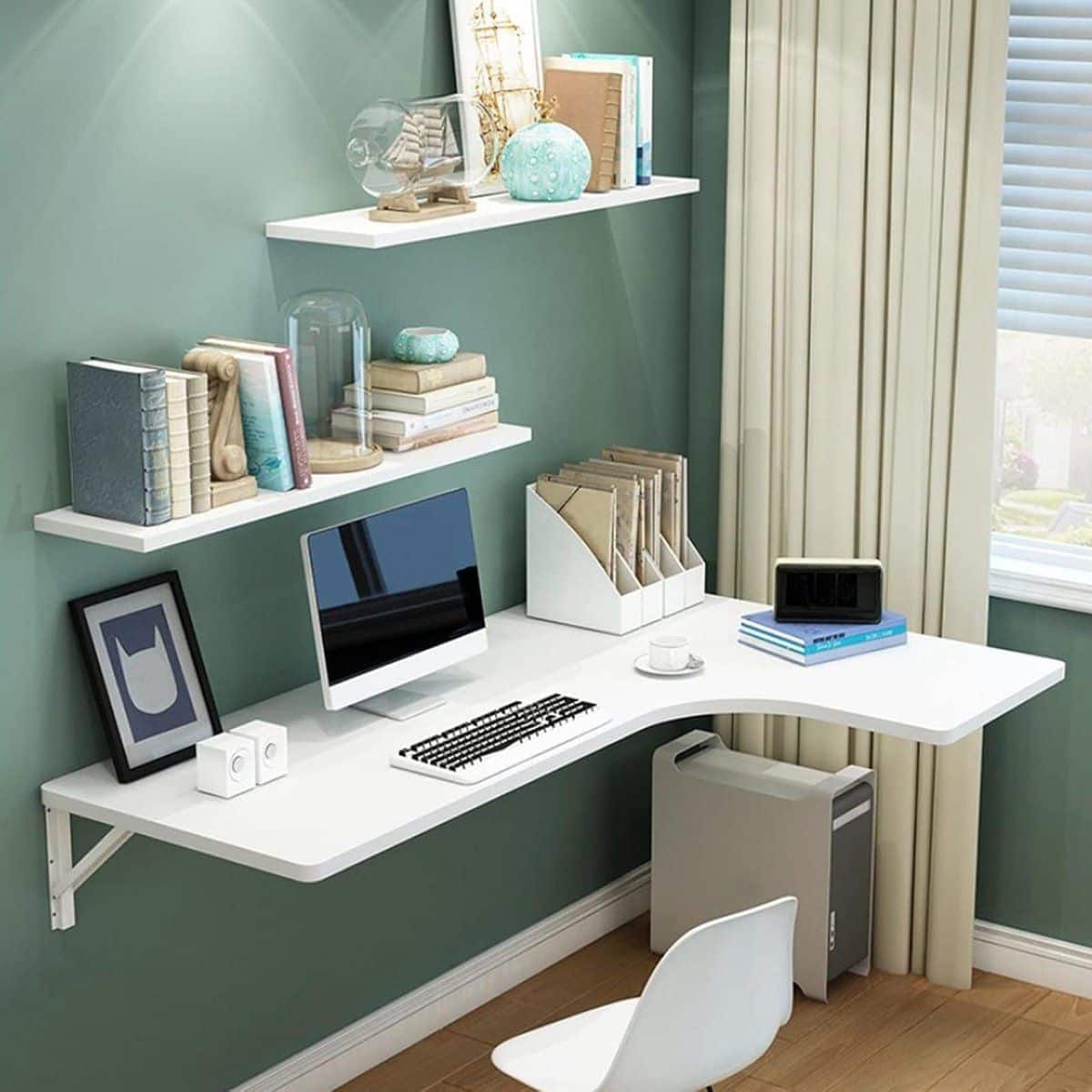 wandbureau klaptafel hoekbureau vouwbaar ruimte besparen l vorm
