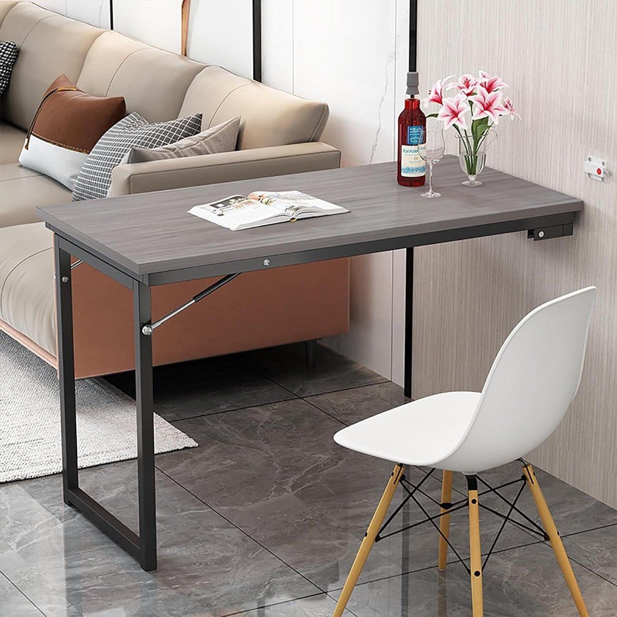 wandklaptafel opklapbureau klaptafel ruimte besparen stabiele constructie