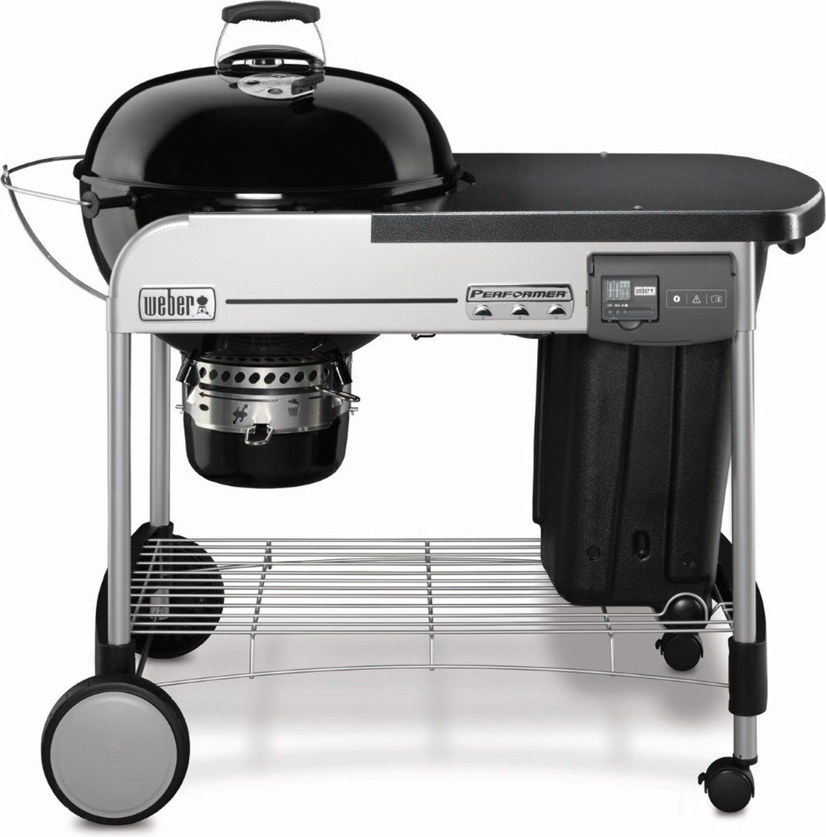 weber performer deluxe gbs barbecue verrijdbaar kaphout zwart, roestvrijstaal