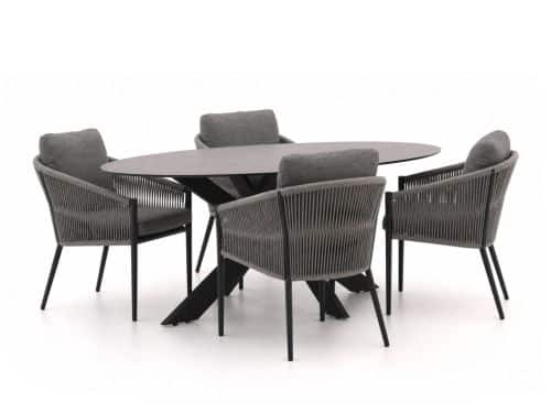 + 15% kassakorting | Bellagio Mineo/Furato ellips 200cm dining tuinset 5-delig - Laagste prijsgarantie!