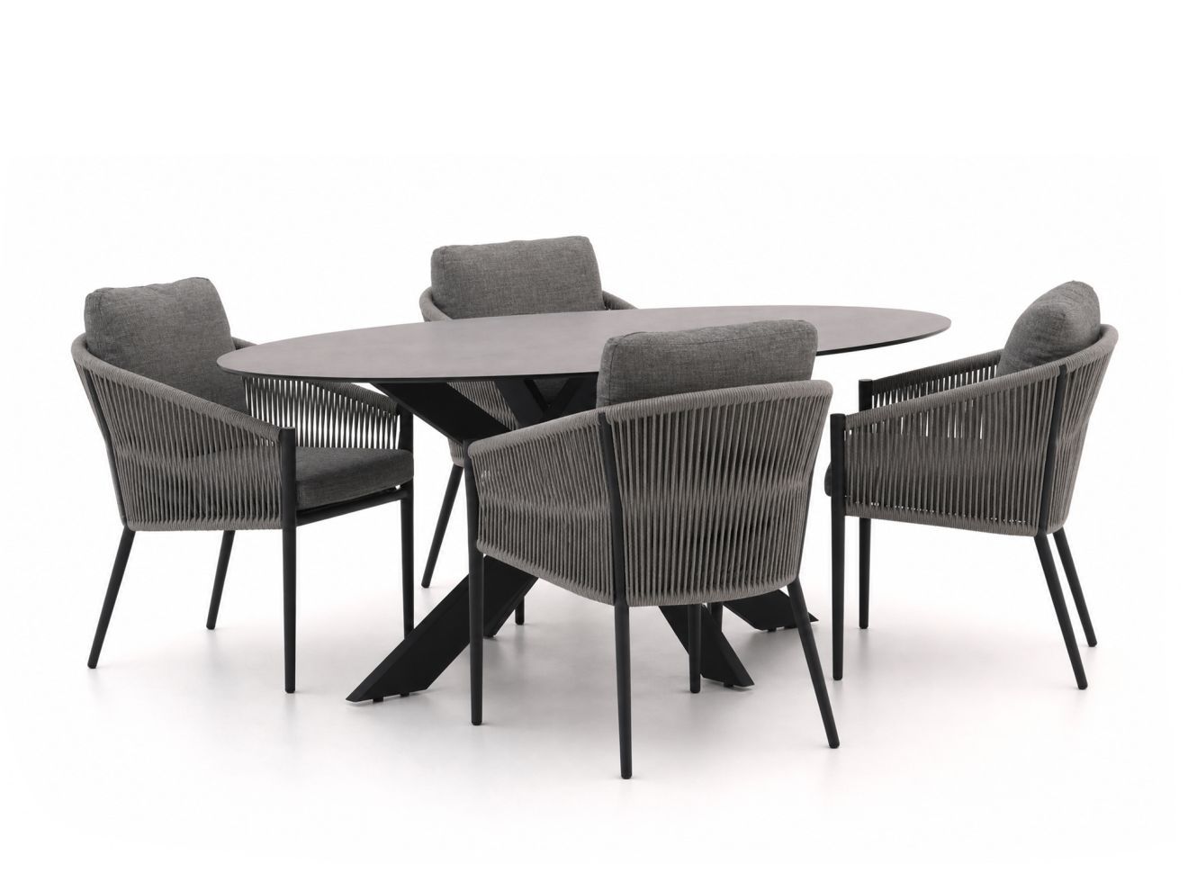 + 15% kassakorting | bellagio mineo/furato ellips 200cm dining tuinset 5 delig laagste prijsgarantie!