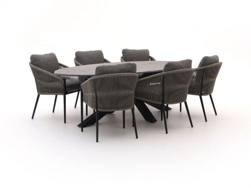 + 15% kassakorting | Bellagio Mineo/Induno Ellips 240cm dining tuinset 7-delig - Laagste prijsgarantie!