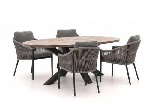 + 15% kassakorting | Bellagio Mineo/ROUGH-Y Ellips 200cm dining tuinset 5-delig - Laagste prijsgarantie!