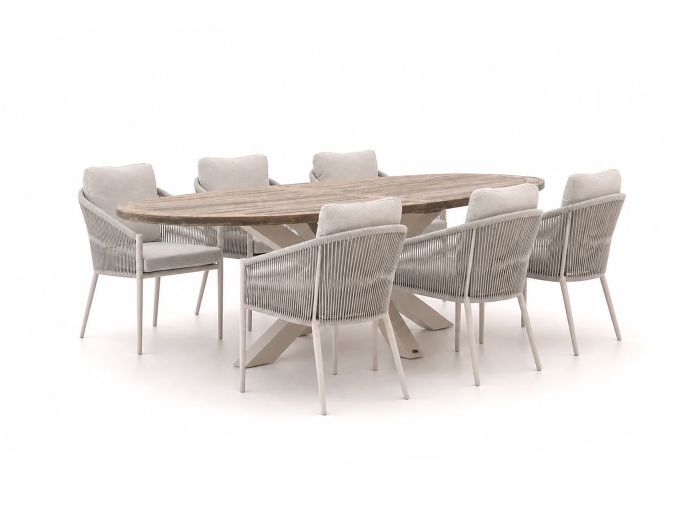 + 15% kassakorting | bellagio mineo/rough y ellips 240cm dining tuinset 7 delig laagste prijsgarantie!