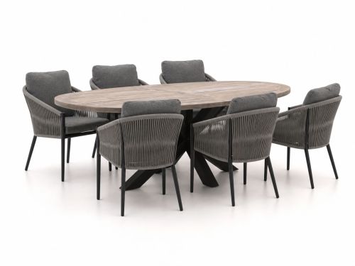 + 15% kassakorting | Bellagio Mineo/ROUGH-Y Ellips 240cm dining tuinset 7-delig - Laagste prijsgarantie!