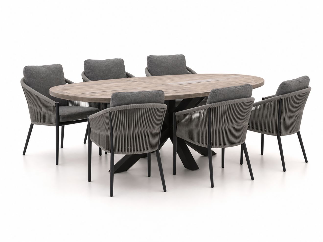 + 15% kassakorting | bellagio mineo/rough y ellips 240cm dining tuinset 7 delig laagste prijsgarantie!