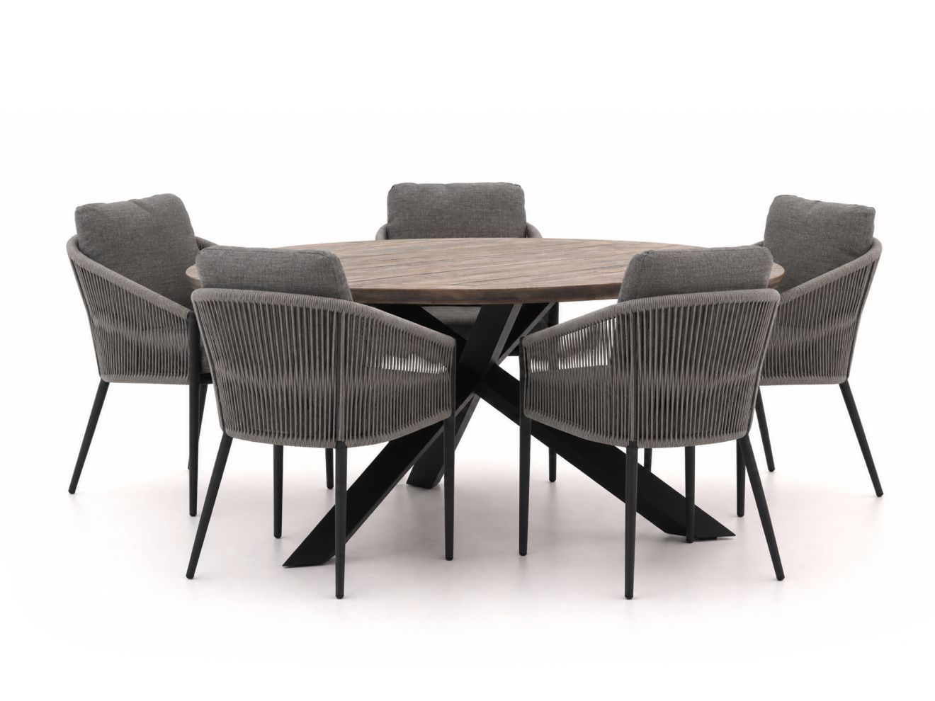 + 15% kassakorting | bellagio mineo/rough y ø 150cm dining tuinset 6 delig laagste prijsgarantie!