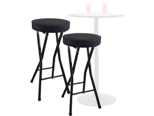 2 Stuks Draagbare Ronde Gewatteerde Inklapbare Barkruk, 63 Cm Rugloze