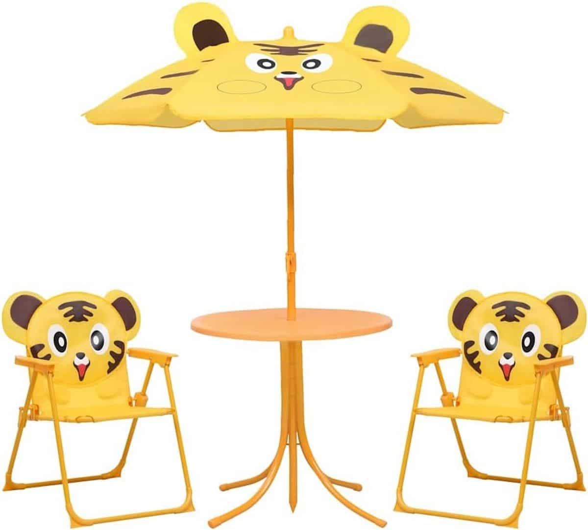 3 delig bistroset voor kinderen met parasol stevig staal frame