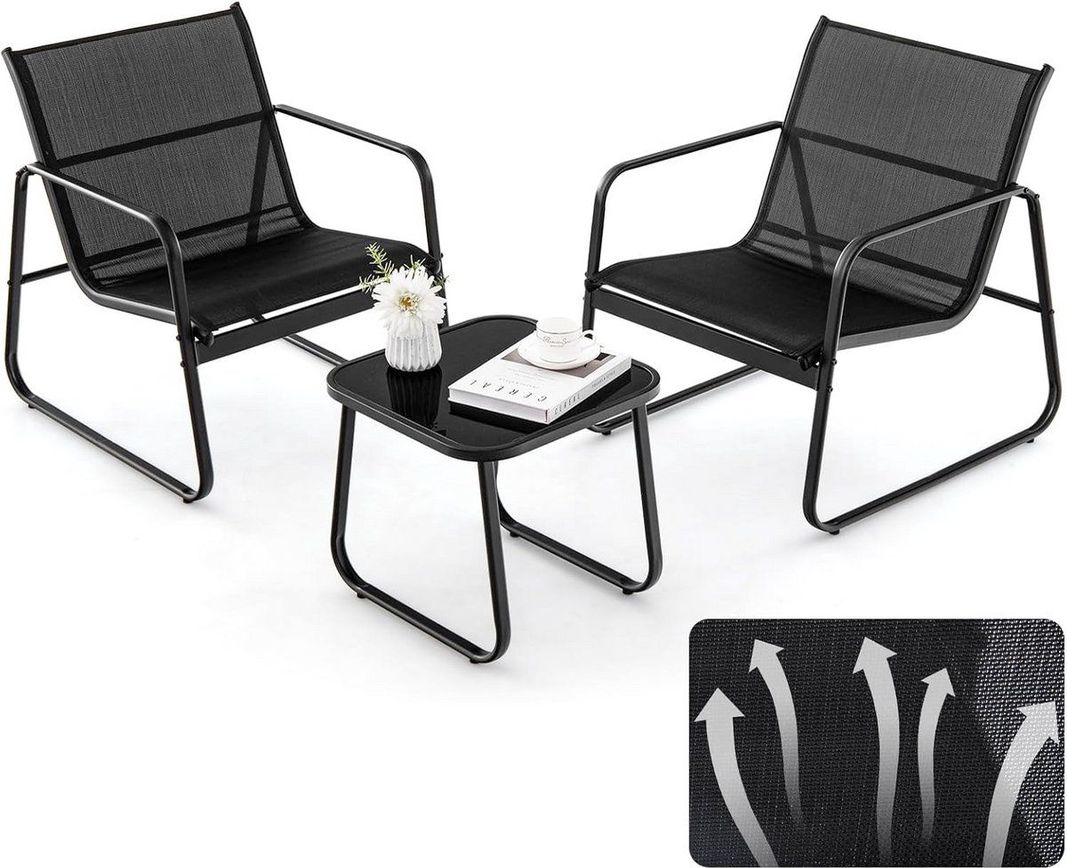 3 delige balkonset bistroset met 2 stapelstoelen en tuintafel voor balkon