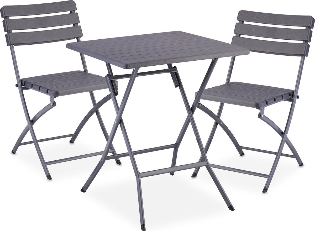 3 delige balkonset tafel met 2 stoelen inklapbaar