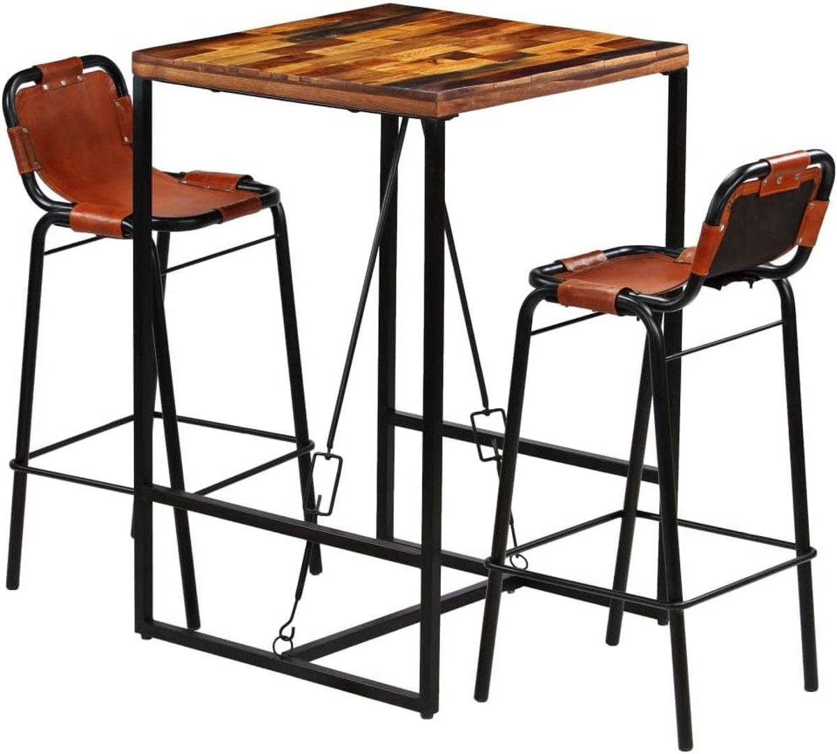 3 delige barset met tafel en barkrukken van gerecycled hout en