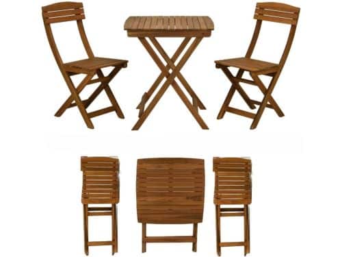 3-delige Bistroset - Inklapbare Tuintafel 2 Stoelen - Acaciahout