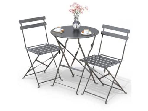 3-delige bistroset met opvouwbare tafel en stoelen voor balkon en