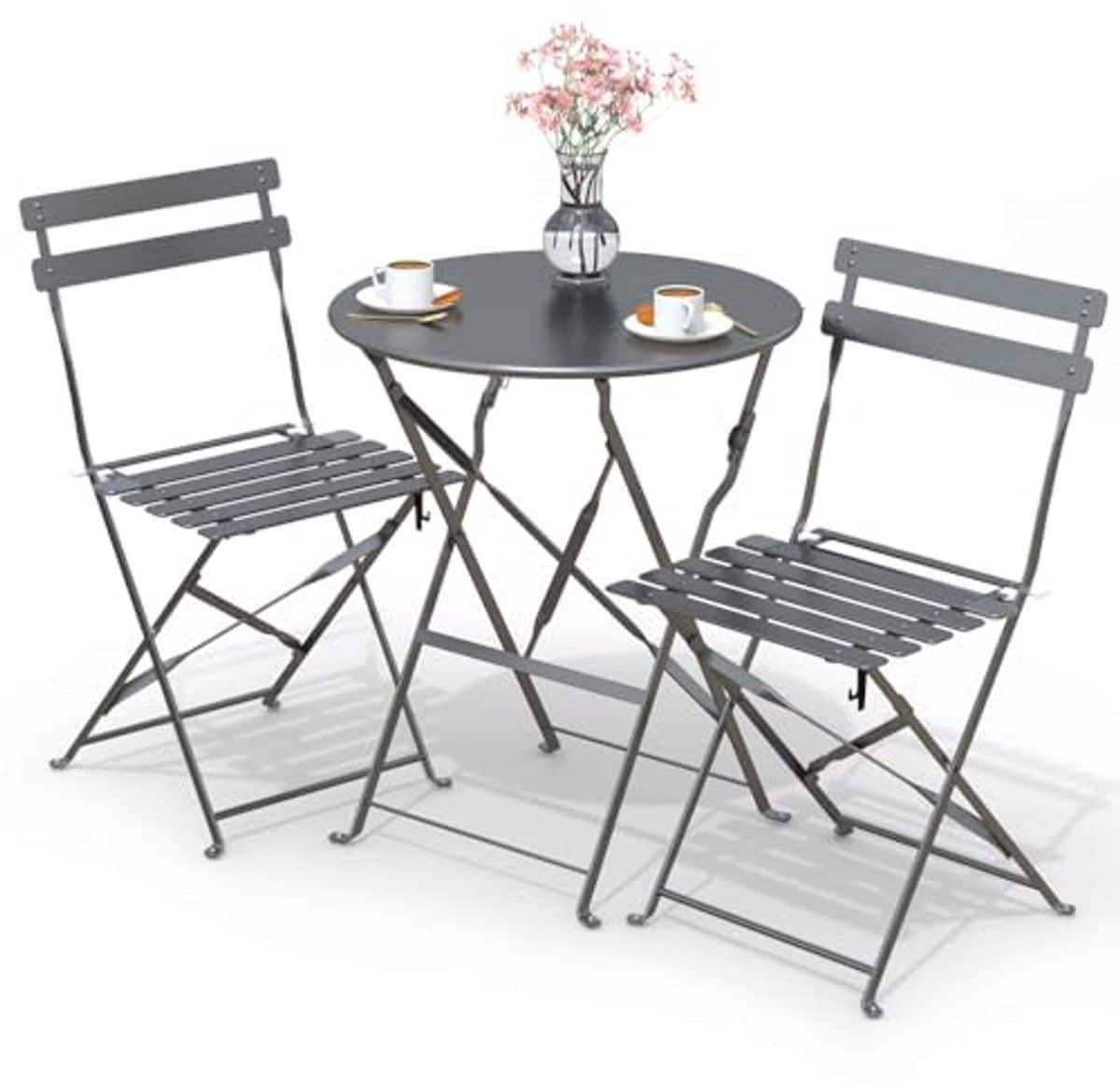 3 delige bistroset met opvouwbare tafel en stoelen voor balkon en