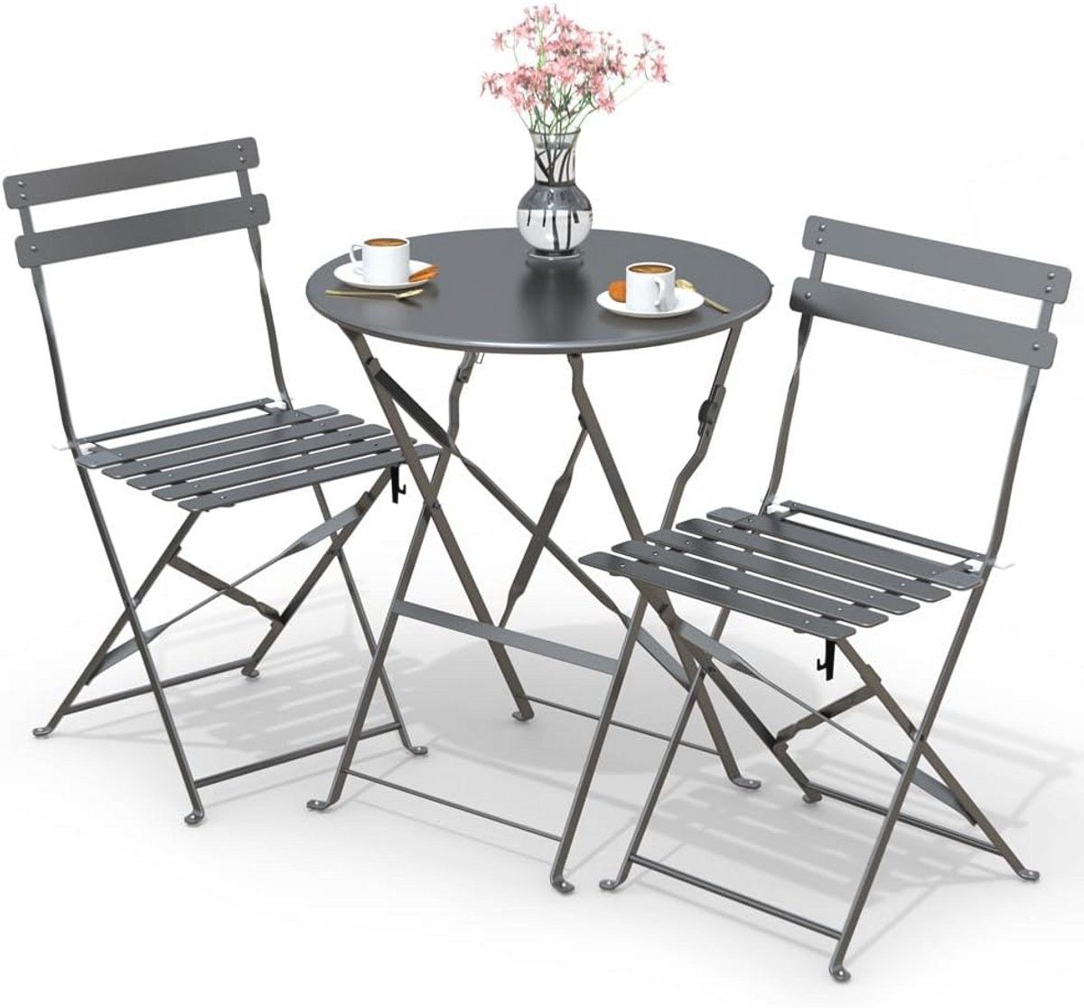 3 delige bistroset met opvouwbare tafel en stoelen voor balkon en