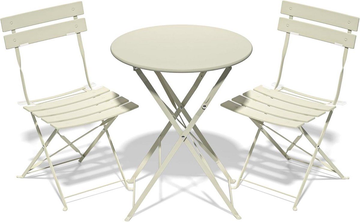3 delige bistroset met opvouwbare tuinstoelen en tafel voor balkon